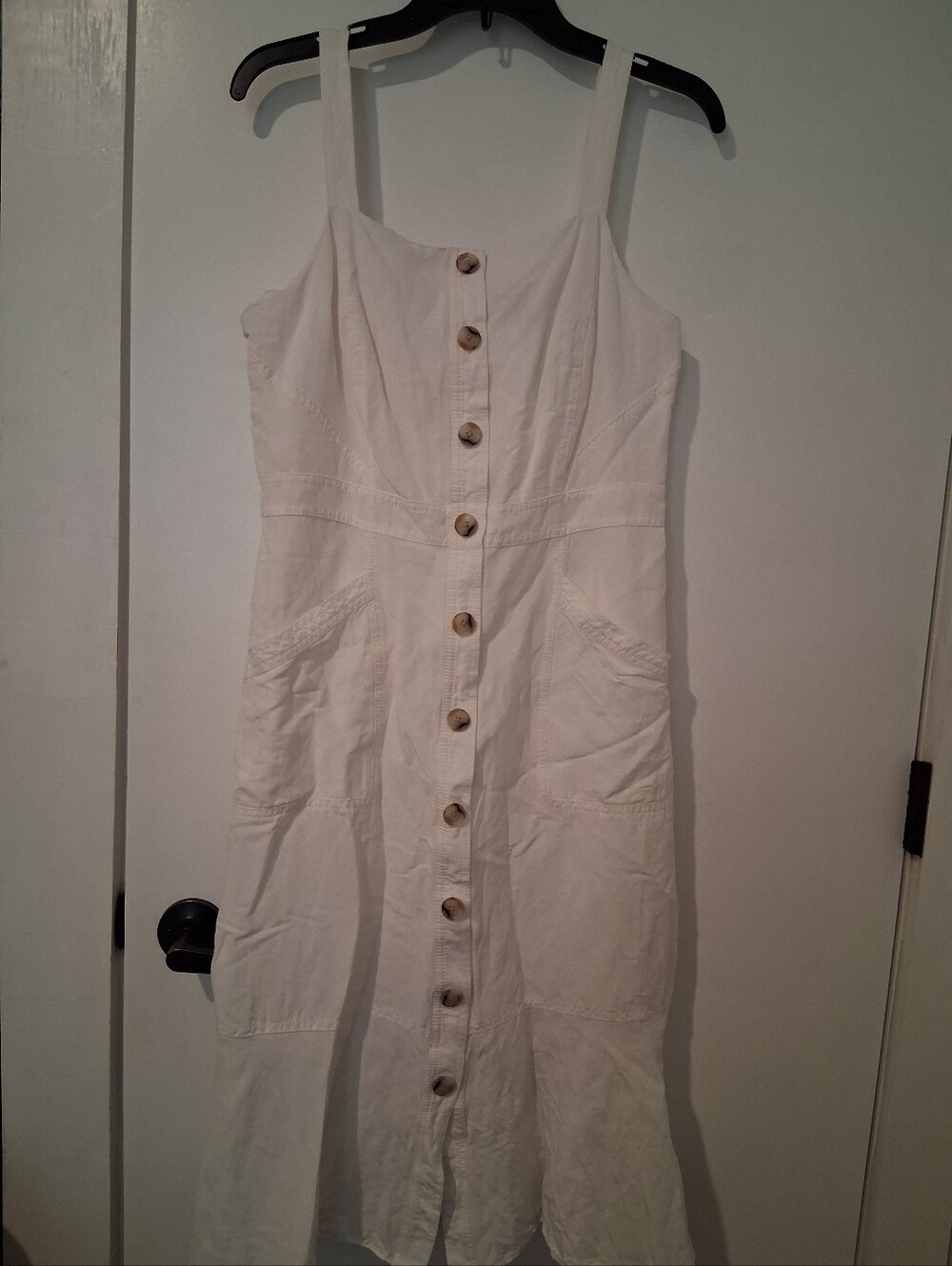 Banana Republic White Button-Front Linen Blend Sundress